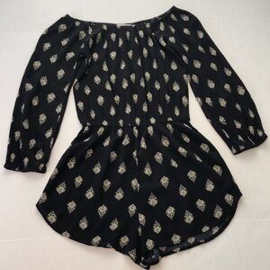 L.A. HEARTS Romper 3/4 Sleeve Black Off Shoulder Size S